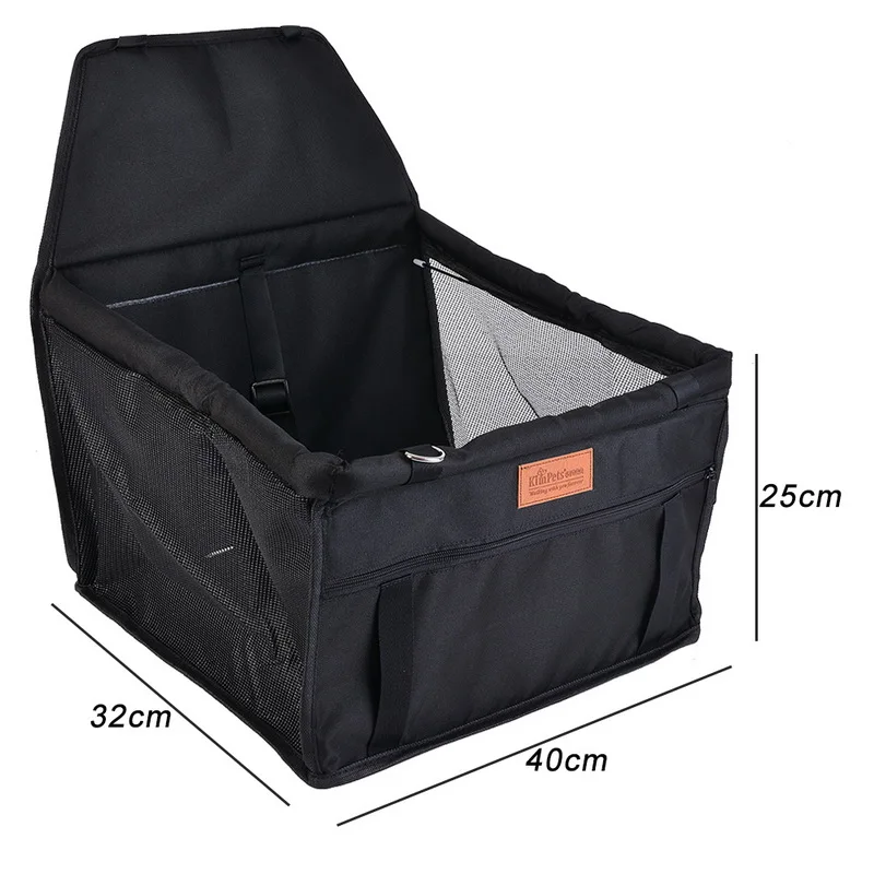 black 40x32x25cm Новейшая переноска для собак, воздухопроницаемая Автомобильная безопасная сетка для питомцев, Мини Складная посылка для щенков, кошек, стабильное переднее сиденье для домашних животных - Цвет: black 40x32x25cm