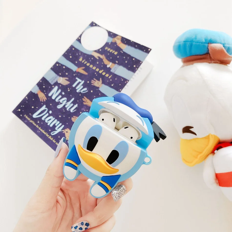 Duck Head Для AirPods Pro Чехол 3D милый кот для разделывания свиньи, утки Kawaii аниме мультфильм чехол для наушников для AirPods 3 Мягкий защитный чехол с крючок карабина - Цвет: Duck Head