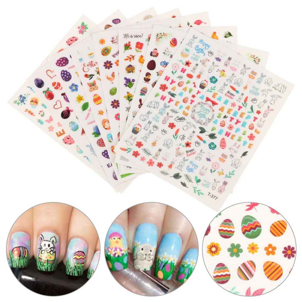 Милые пасхальные наклейки для ногтей слайдеры в виде цыплят и яиц водные