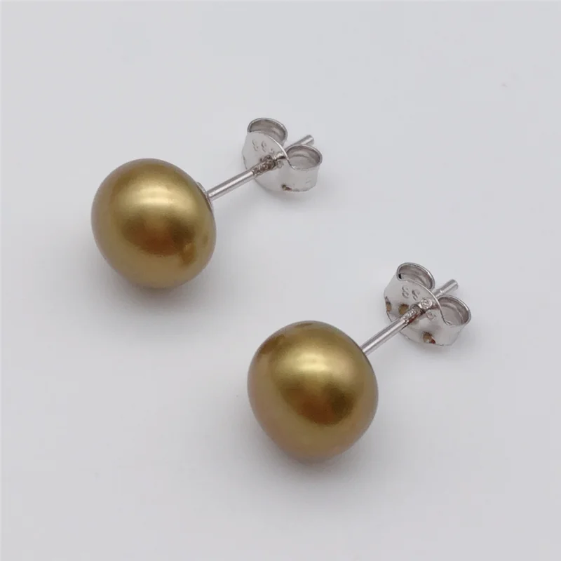 Серьги гвоздики с натуральным пресноводным разноцветным жемчугом 8 5