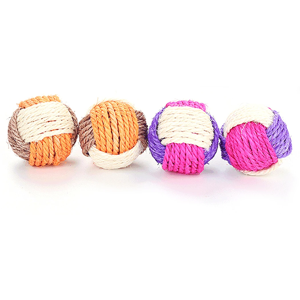 

6PCS Random Color Cat Sisal Ball Toy Colorful Interactive Toy Novelty Cat Play Ball Cat Chewing Ball Cat Funny Training Toys