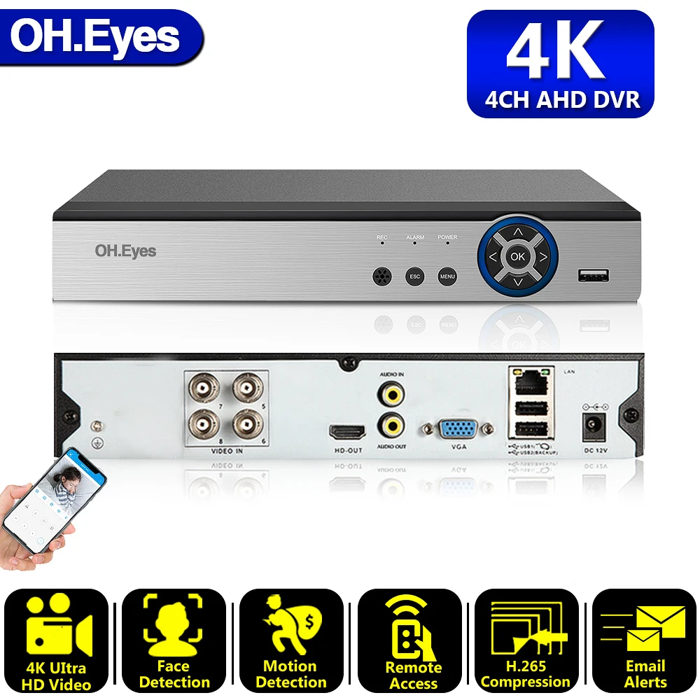 

OH.eyes 4CH 8CH 8MP 5MP AHD DVR Hybaird NVR Xmeye Human Face Detection 4K Video Recorder For 8MP AHD CVI TVI CVBS CCTV Camera