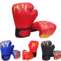 1 pair children boxing gloves kids pu leather flame sanda boxing training glove professional child breathable sparring mma glove