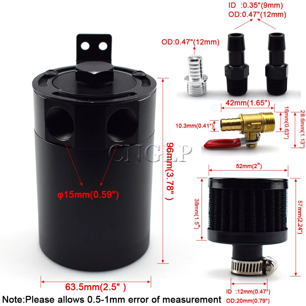 Универсальный алюминиевый 2 портовый/3 портовый маслоуловитель бака с