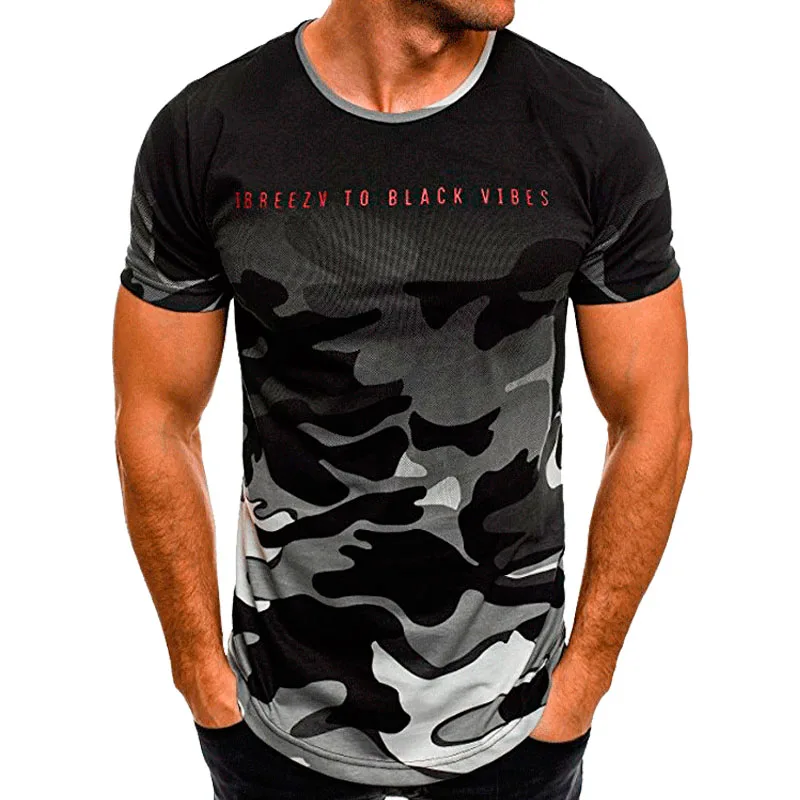 

Casual Trend Summer New Fashion Men's short sleeve blank Casual Cotton high quality Harajuku Camouflage Men's tops T-shirt