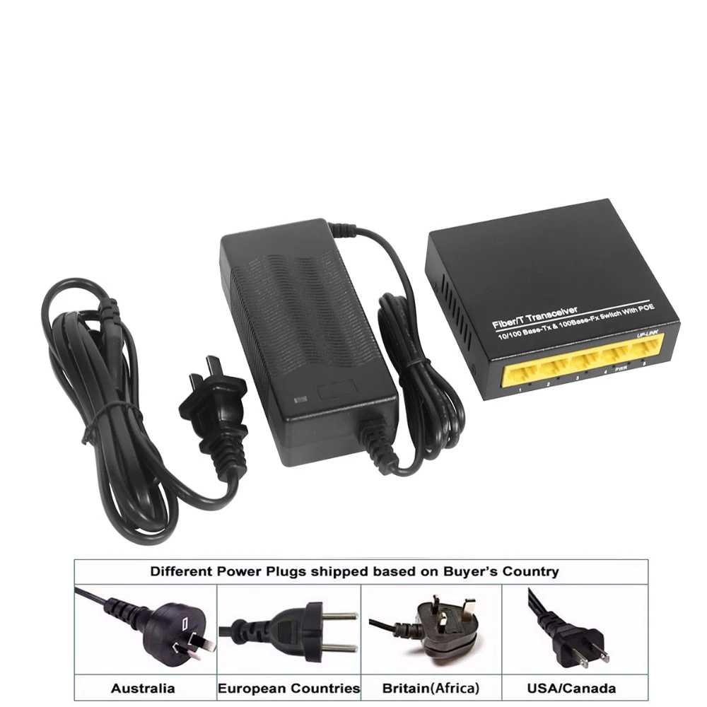 5 портов PoE переключатель питания по Ethernet коммутатор 60 Вт 802.3af для сети IP камер