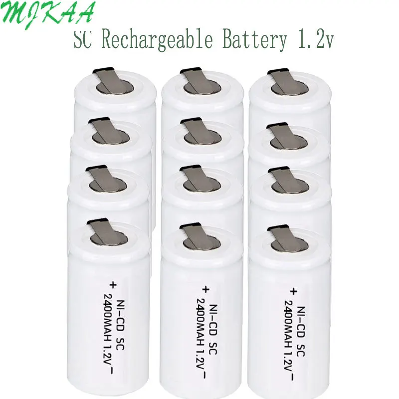 

10/12/20Pcs 2400mAh Pilas 1.2V NI-CD SC Rechargeable Sub C Cell with Welding Tabs for Electric Drill Screwdriver Baterias