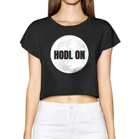 hodl on ladies leak navel t shirt aesthetic clothes print funny tee 100 cotton