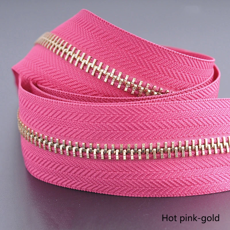 hot pink gold 1/3 ярд Meetee 5# Металлические молнии Открытый портной одежды сумки для дома швейные изделия для одежды пальто одежда молния ремонт аксессуар - Цвет: hot pink gold