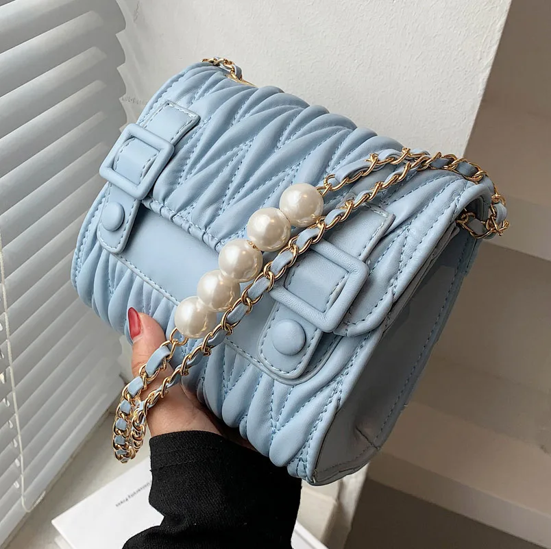 

Net Red Popular Small Bag 2021 New Trendy Fashion Autumn Ladies Luxury All-match Pearl Chain Messenger Bag Small Square Bag