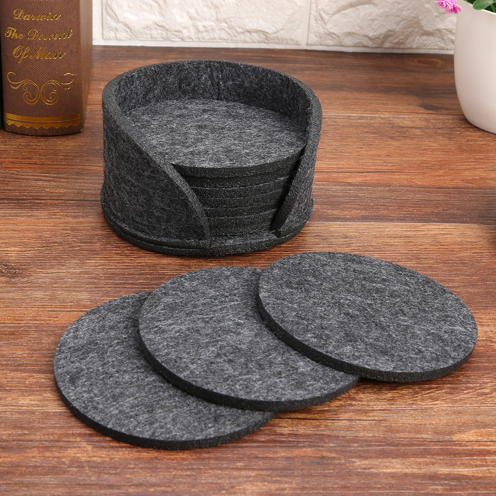 

10pcs 1pcs Round Felt Coaster Dining Table Protector Pad Heat Resistant Cup Mat Coffee Tea Hot Drink Mug Placemat Accessories