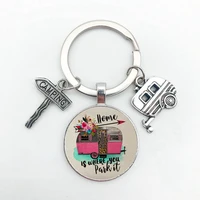 lover car cute camper wagon keychain i love camping keychain trailer signpost keychain vacation travel memorial gift