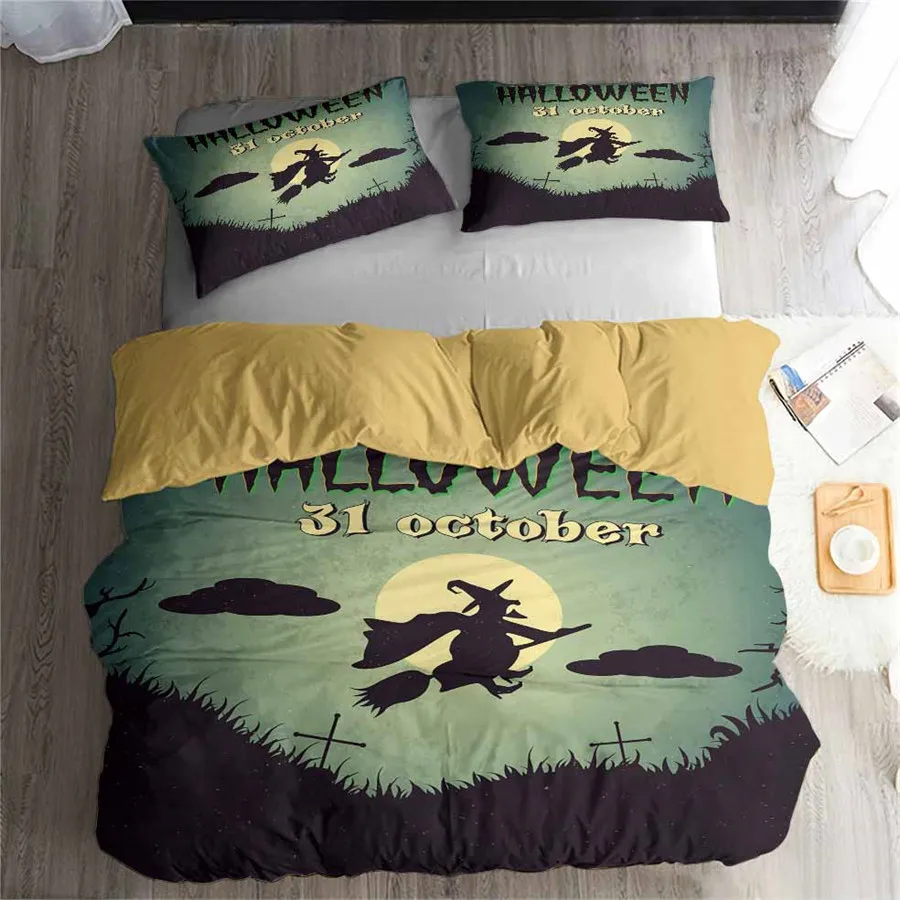 

HELENGILI 3D Bedding Set Halloween Print Duvet cover set lifelike bedclothes with pillowcase bed set home Textiles #WSJ-25