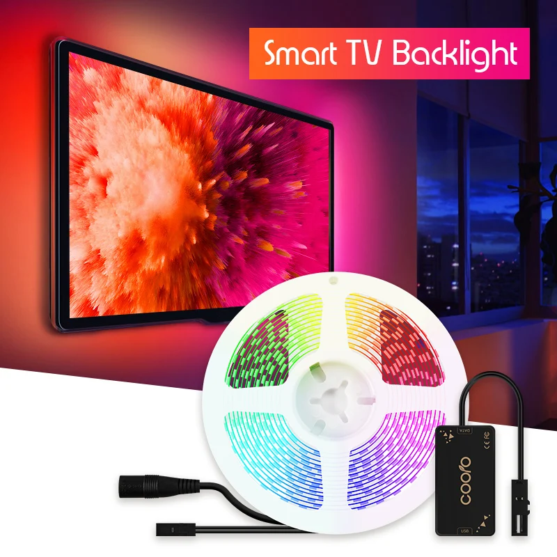 USB Светодиодная лента 1 м 2 м 3 м 4 м 5 м Ambilight динамическая ТВ-подсветка ПК с гибким угловым разъемом для декорации экрана ТВ фона