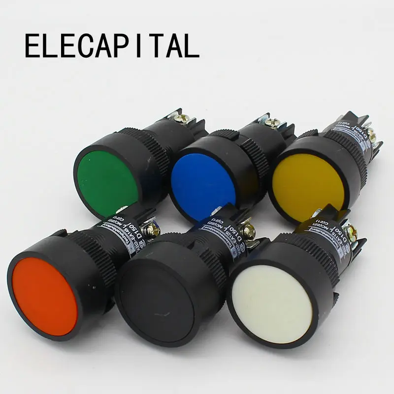 6 шт. 22 мм Мгновенный кнопочный переключатель красный зеленый синий желтый черный