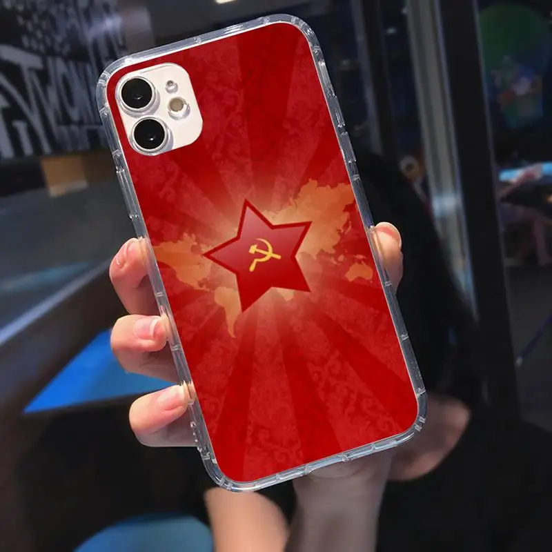 

Soviet Union USSR Grunge Flag Soft Phone Case Transparent Case For Iphone 6 6s 7 8 Plus XR X XS 11 12 Pro Max
