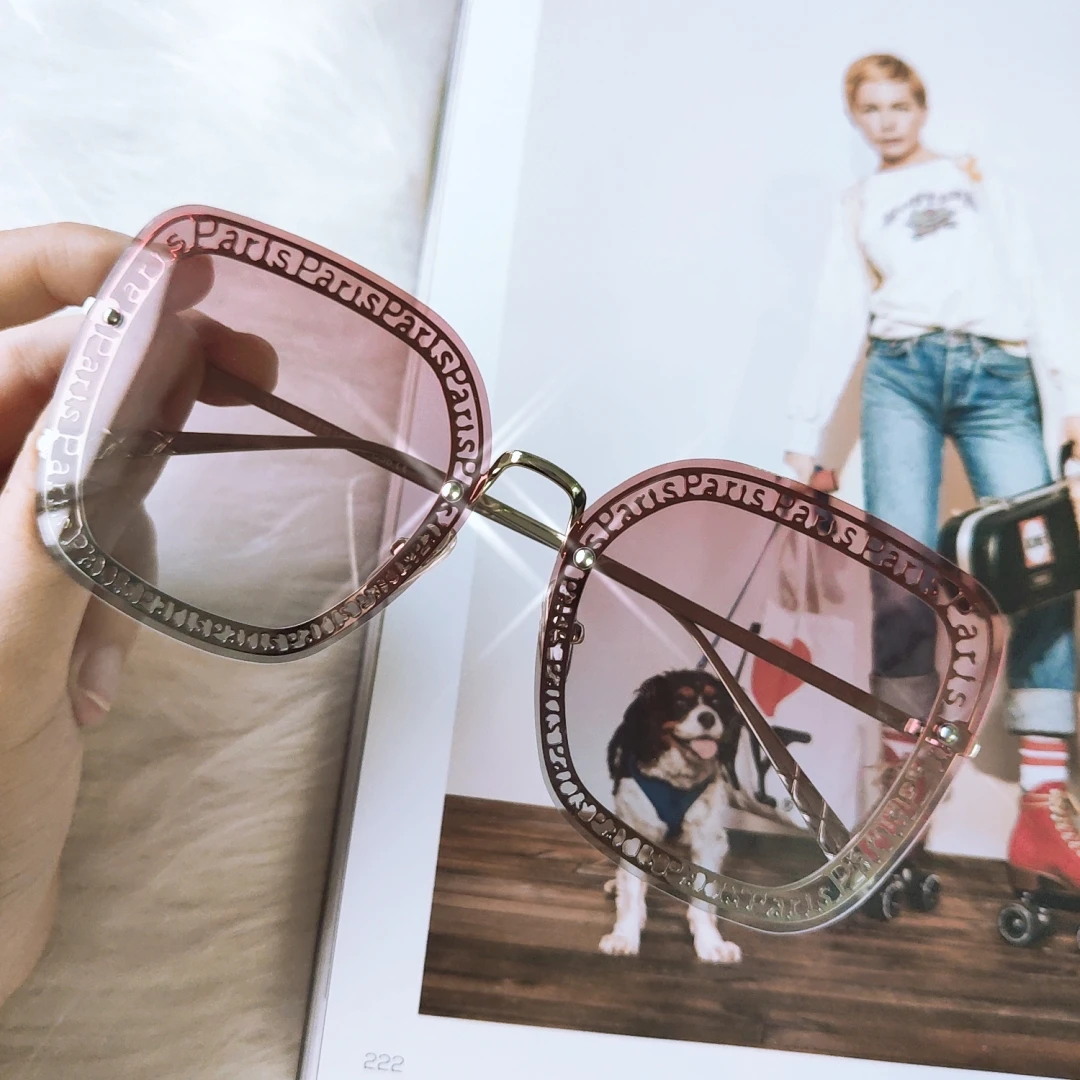 Женские квадратные солнцезащитные очки без оправы модные роскошные уникальные