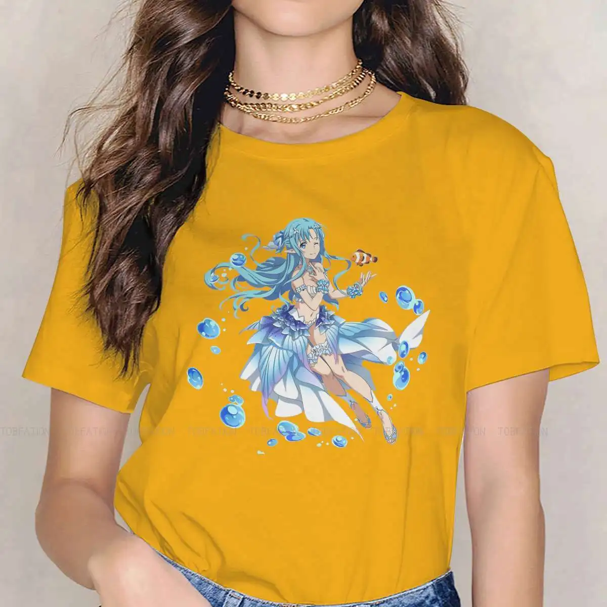 

Asuna Waifu новейшие футболки с изображением меча онлайн игры Виртуальная Девушка Стиль Уличная одежда футболка с круглым вырезом 5XL