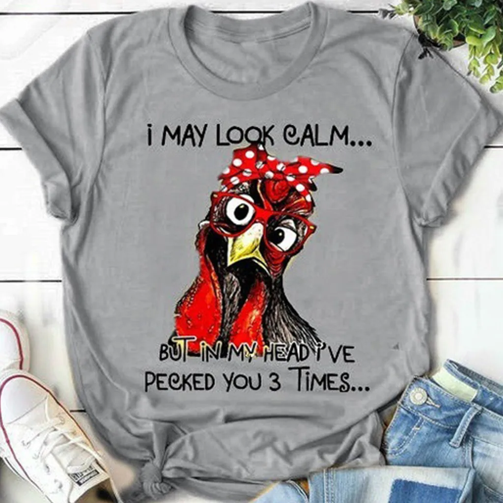 Мужская Футболка с принтом петуха круглый вырез короткий рукав топы Забавный