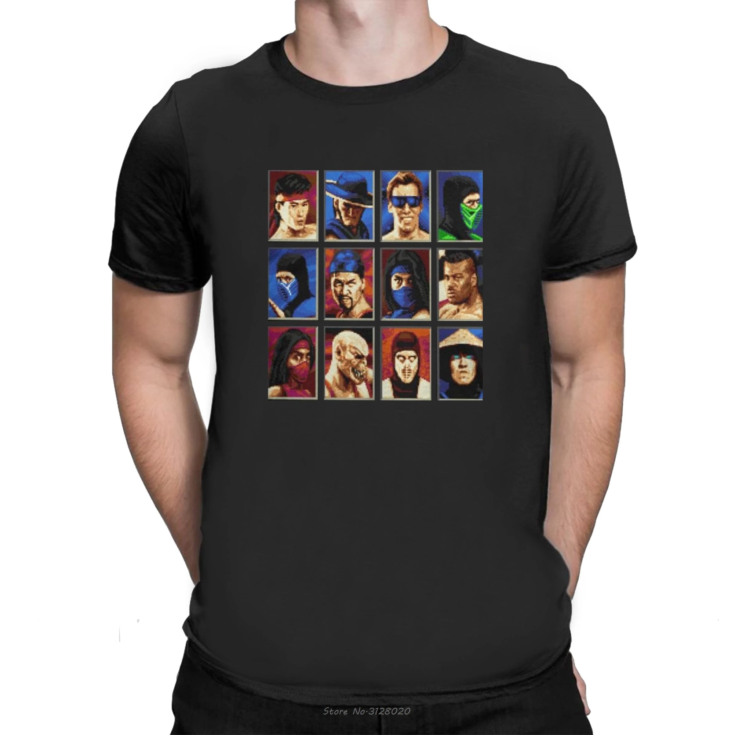 Винтажные футболки Mortal Kombat II с персонажами Genesis 16 бит коллажем для геймеров в