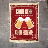 good beer with good friends poster wall hanging beverage banner flag with four grommets for dorm room decor outdoor parties