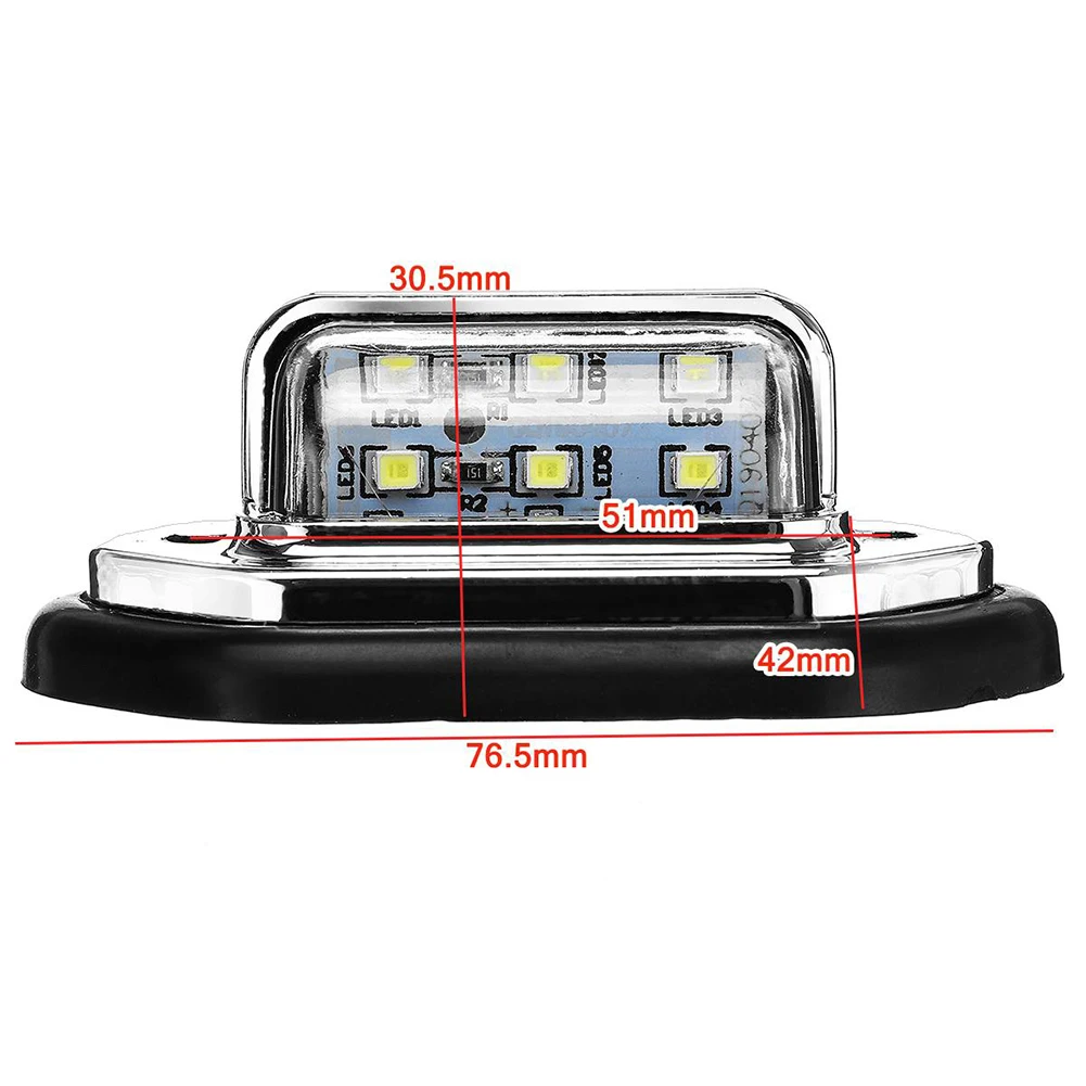 

2pcs 12V 24V 6 LED Car License Plate Light Signal Tail Light Lamp Boat Truck Trailer SUV VAN Caravan Waterproof
