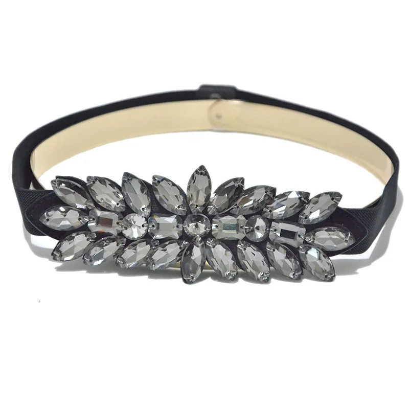 Женские эластичные ремни Стразы роскошный широкий Цветочный Пояс пряжки пояс