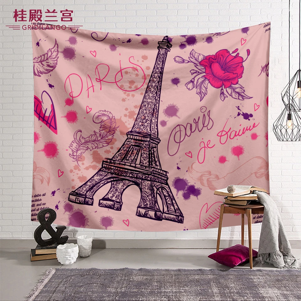 Гридиланго Эйфелева башня в Париже цветы красные губы гобелен висячая ткань