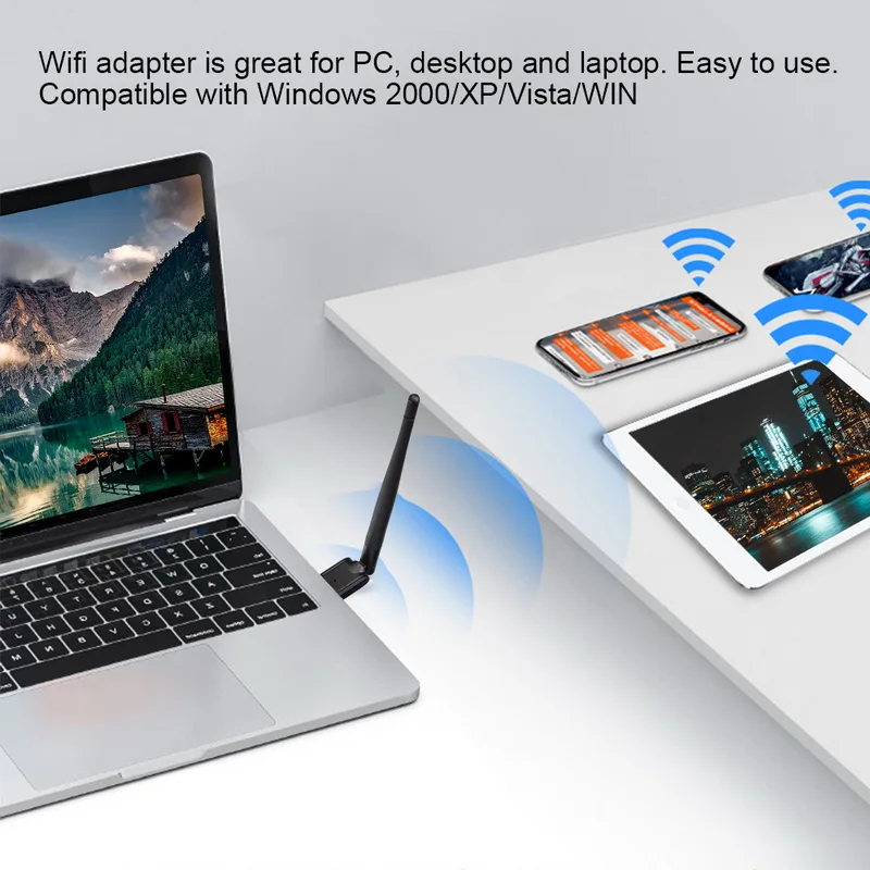 150Mbps Wireless WiFi Adapter 5dB Wifi Antenna Network Card Portable USB Receiver For PC Desktop Laptop |