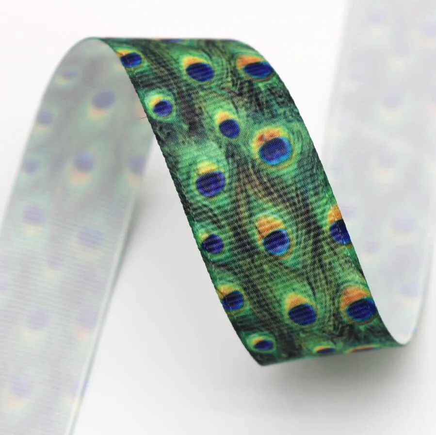 Бесплатная доставка корсажная лента с принтом павлина 25 мм 10 ярдов Бант сделай