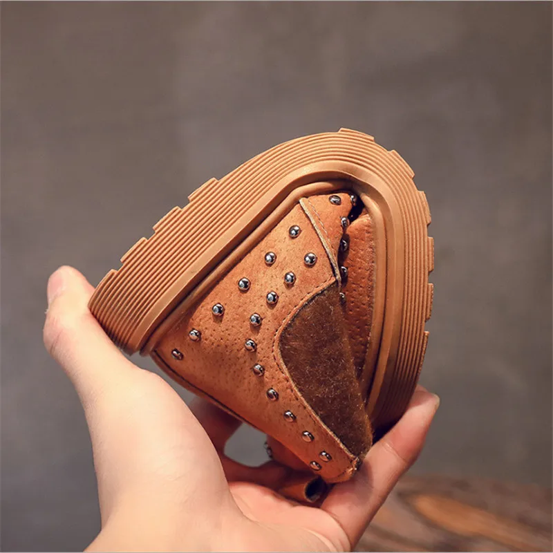 Детские Ботинки Martin осень и зима новые хлопковые ботильоны с заклепками обувь