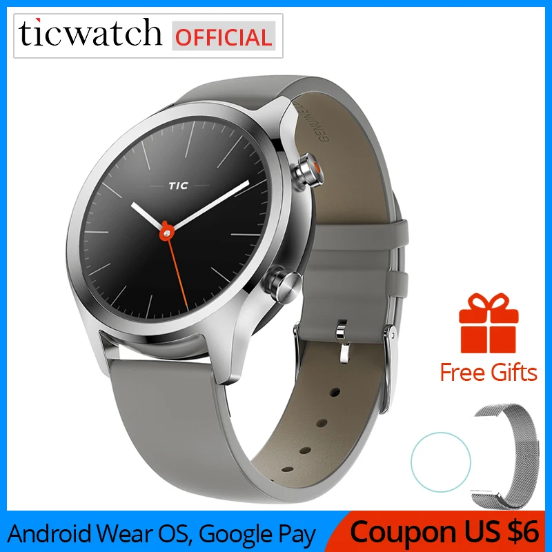 Ticwatch C2 Smartwatch Wear OS by Google Bluetooth V4.1 Встроенный GPS монитор сердечного ритма фитнес
