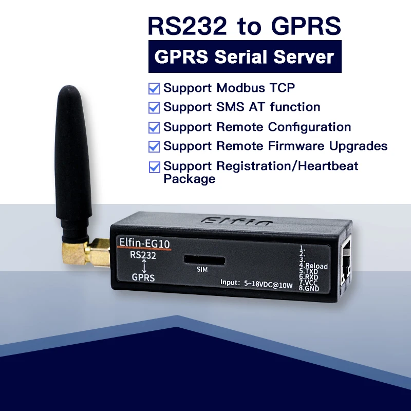 Маленький Elfin EG10 устройство последовательного порта подключается к сети Modbus TPC IP