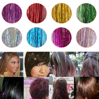 1 pc hair tinsel sparkle glitter extensions highlights false hair decoration strands party hair beauty accessories