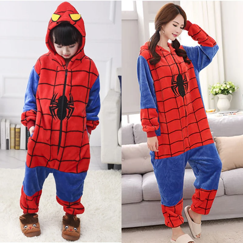 Пижама с суперменом Унисекс Комбинезон Аниме Карнавальный костюм Зимняя теплая