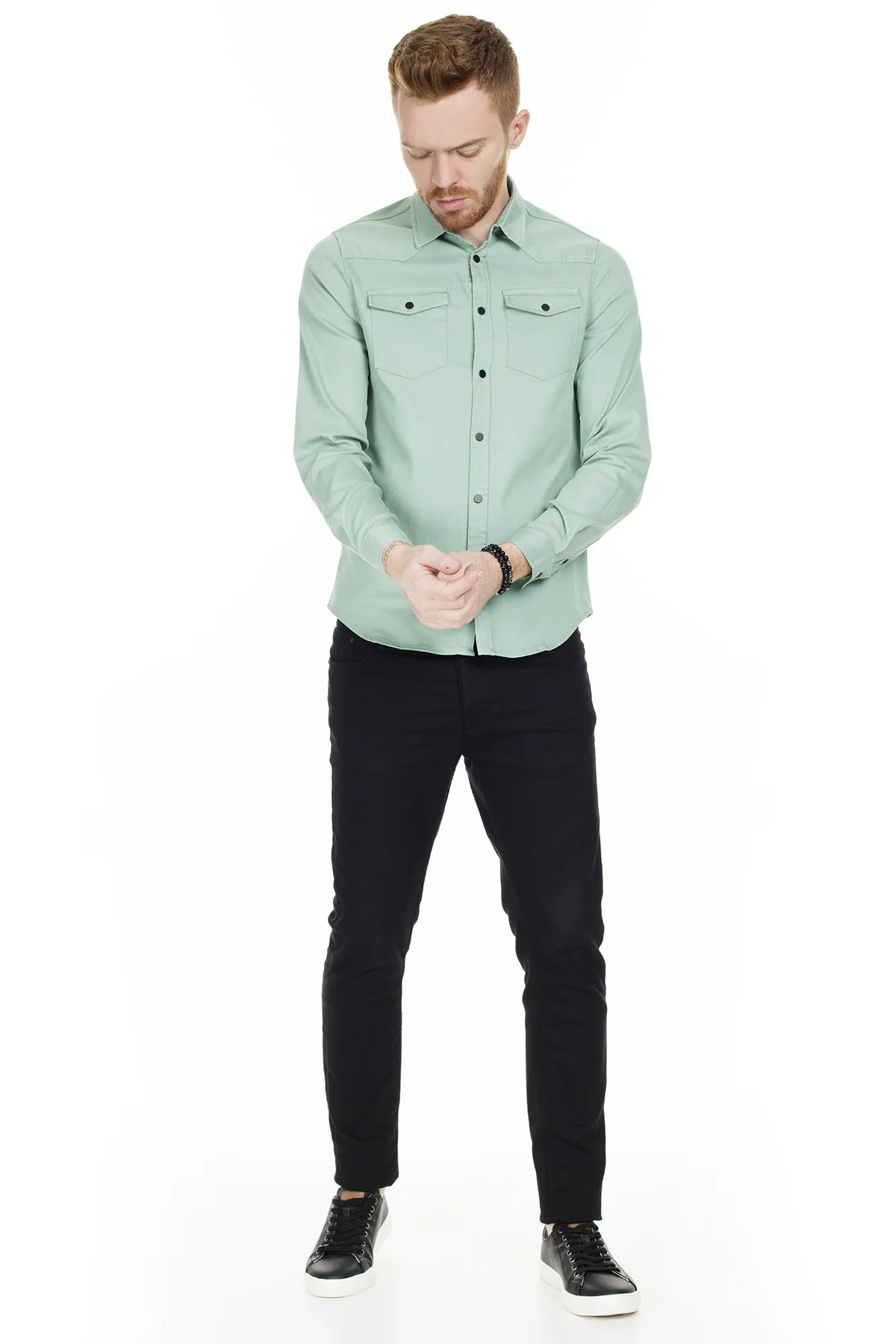 Buratti Male Shirt Pockets Detail High Quality Long Sleeve Slim Fit Men's Cotton Shirts Elegant 5020 H0497WESTERN | Мужская одежда