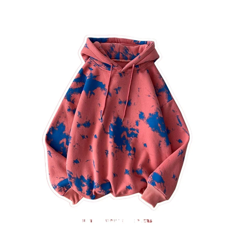 

Fashion Print Retro Casual Hoodie Men Streetwear Korean Loose Hip-hop Pullover Hoodie Mens Hoody Spring Tie-dye Hoodies Men's