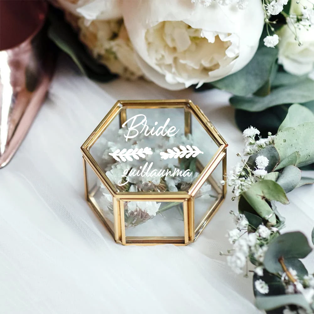 Коробка для обручального кольца на заказ шестигранная стеклянная коробка