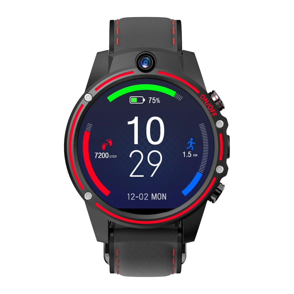 black red KOSPET Vision Smartwatch Смарт-часы gps 4G Android 3+ 32 Гб Sim часы двойная камера наручные часы водонепроницаемые w1 w2 - Цвет: black red