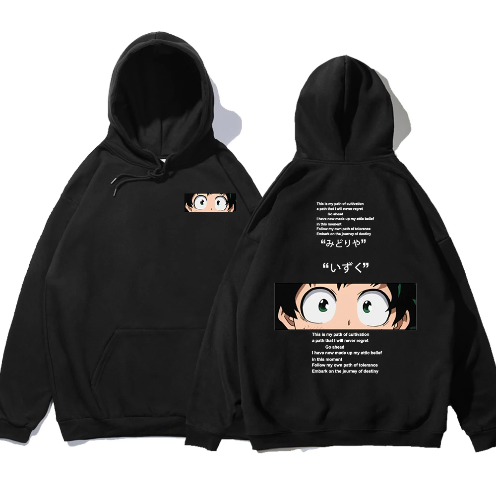 

My Hero Academia Anime Double-Sided Print Autumn Hoody Men Crewneck Fleece Hoodie Loose Streetwear Fleece Warm Casual Sweatshirt