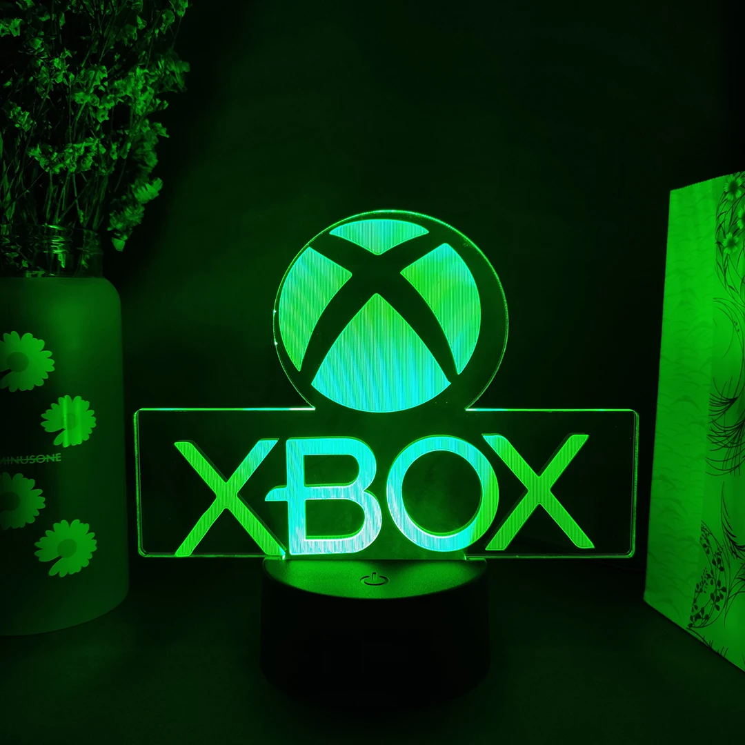 Lámpara de ilusión 3D con icono de juego para Xbox, Sensor LED de configuración de escritorio para sala de juegos, decoración de habitación de ordenador que cambia de Color