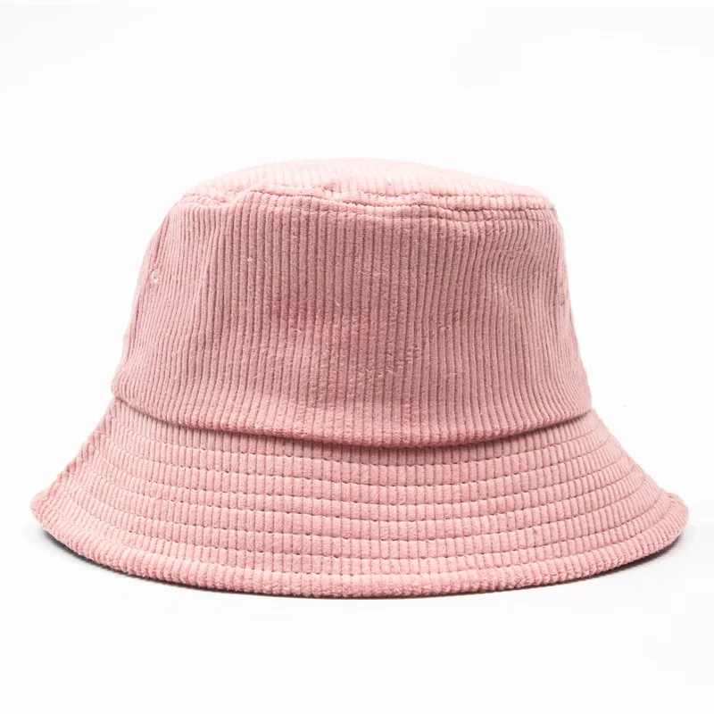 

Women Solid Candy Color Corduroy Bucket Hats Winter Cottton Pink Fashion Sun Panama Caps Fishing Black Spring Fisherman's Hat