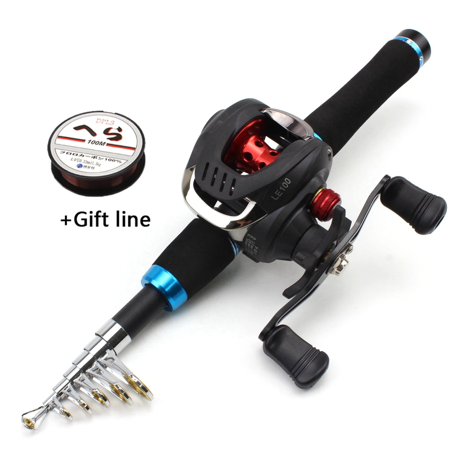 

1.65M Carbon fishing rod Casting Rod and Baitcasting Reel set Portable telescopic pole Fishing rod with reel carp Trout pesca
