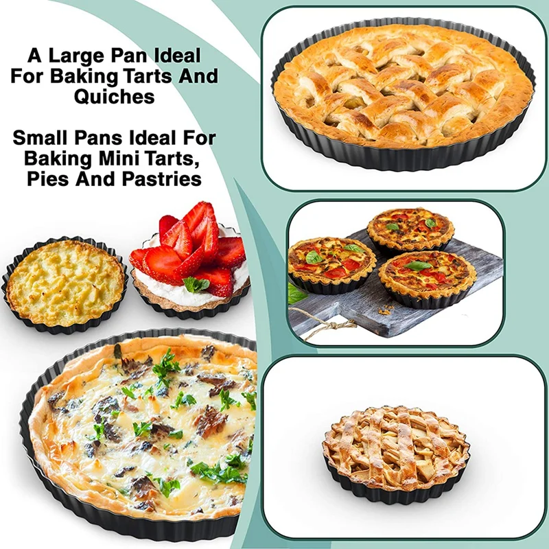 Tart Pan And Quiche - Non Stick Mini Pans With Removable Bottom For Baking Pies Tarts Quiches |