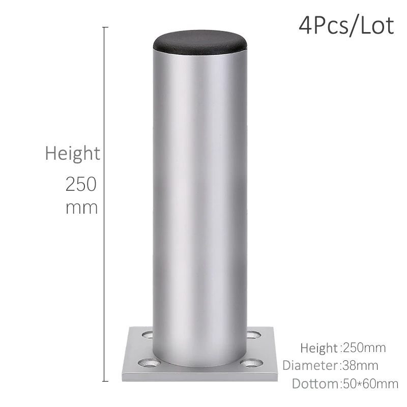 Height 25cm - Silver Утолщенные Регулируемые Алюминиевые ножки для мебели, ножки для шкафа 6-30 см, подставка для шкафа телевизора, ножки для ванной комнаты, ножки для дивана, набор из 4 предметов - Цвет: Height 25cm - Silver