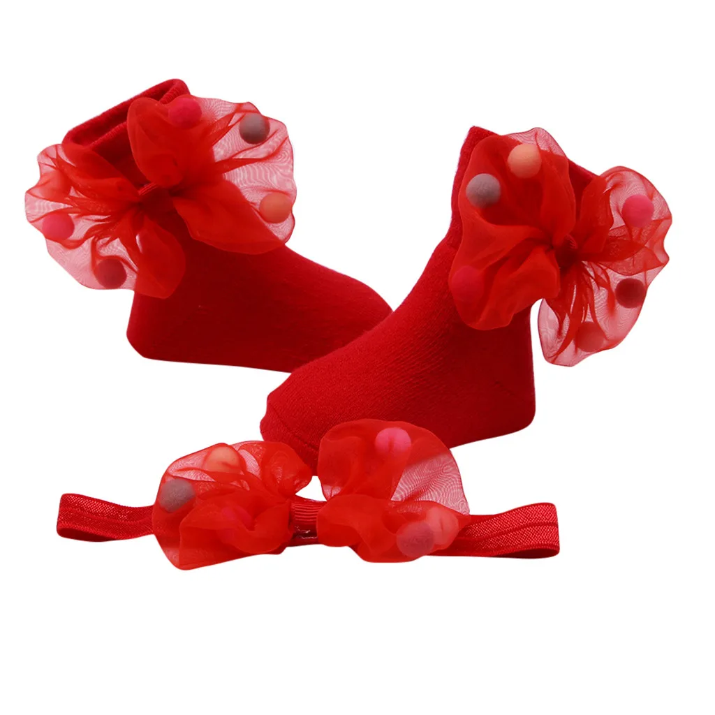 Детские носки для младенцев 1 шт. противоскользящие с бантиком маленьких девочек