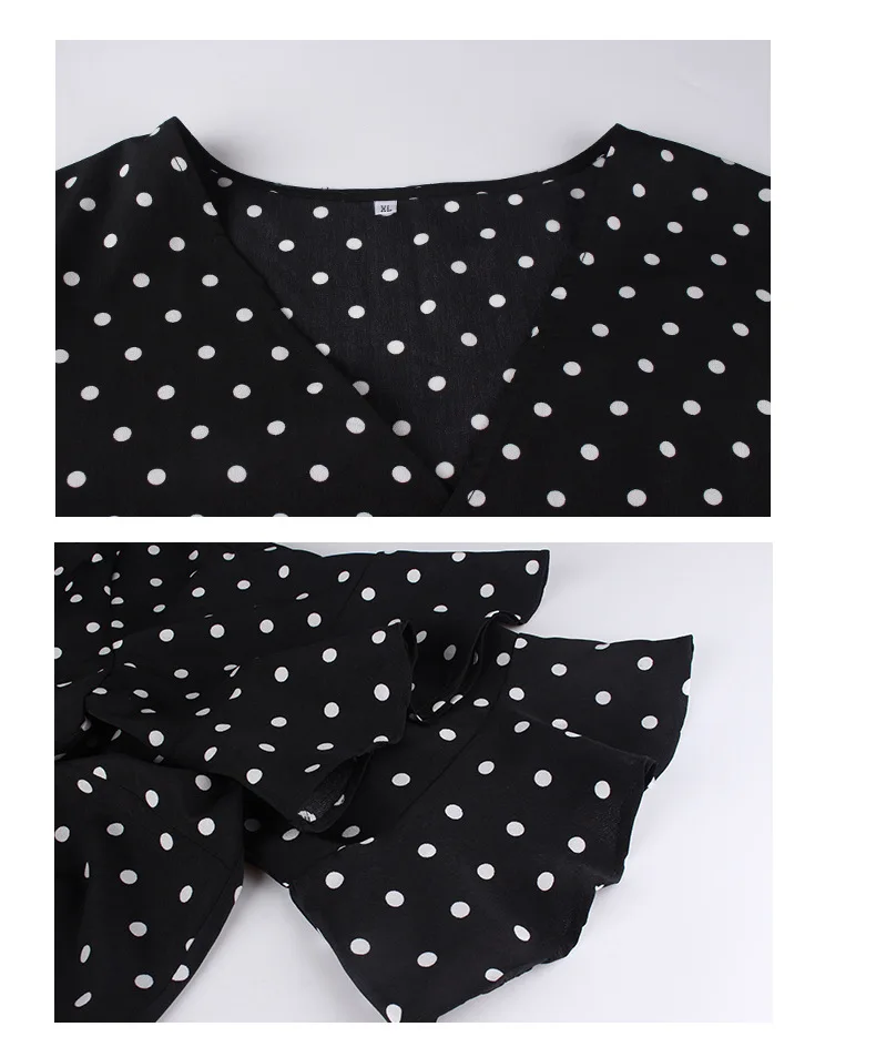 

Plus size Women Girl Sexy lady summer dress V-neck Polka dot Free shipping