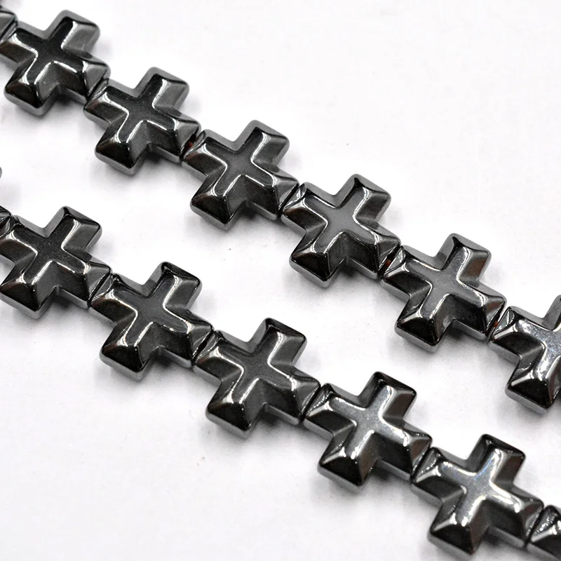 Concave Cross Bulge Black Hematite Stones Make Beads for Jewelry Making Accessories Bracelet Necklace DIY | Украшения и