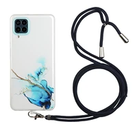 transparent necklace soft tpu cell phone case with lanyard neck strap rope cord for samsung s30 a02 a12 a32 a52 a82 a22 s21fe