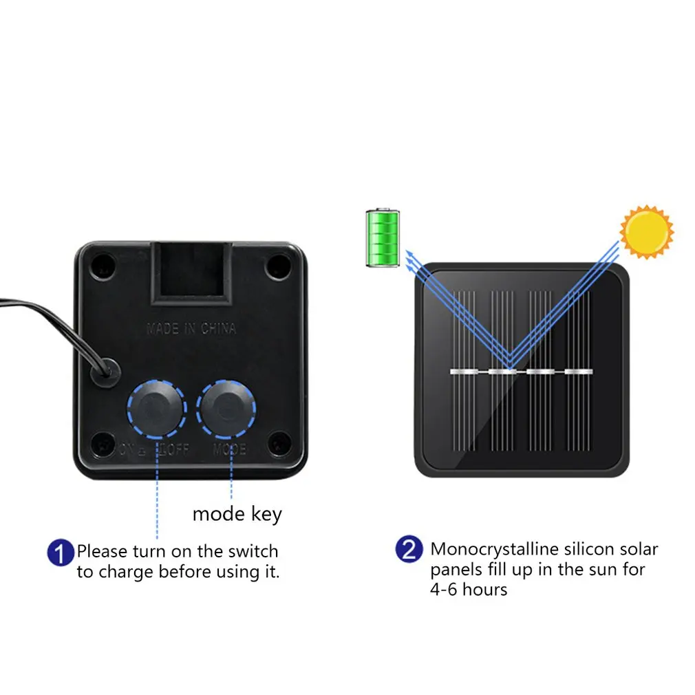 Рождественские огни солнечные световые гирлянды 60Led Открытый Газон садовый